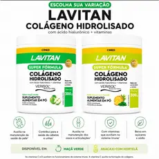 Lavitan Colágeno Hidrolisado 300g Cimed com Ácido Hialurônico e Vitaminas | Sabores Maçã Verde e Abacaxi