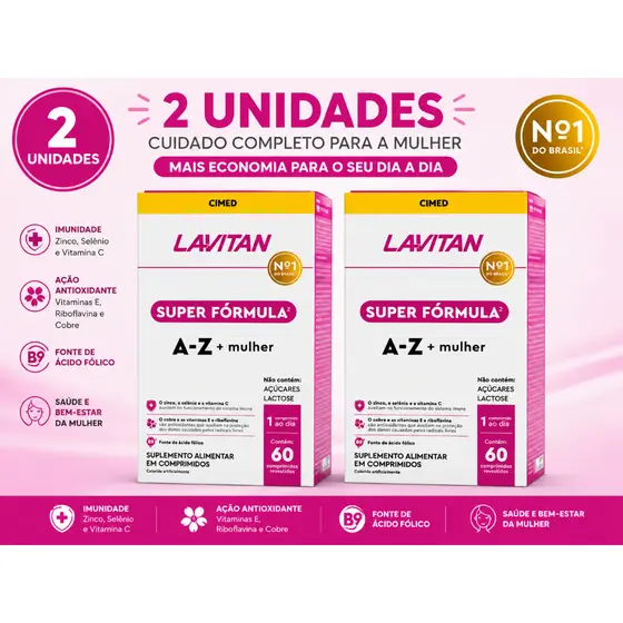 2 Caixas Lavitan Super Fórmula A-z Mulher C/ 60 Comprimidos