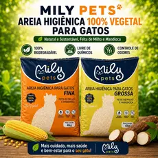 Areia Higiênica Biodegradável  de Milho e Mandioca MILY PETS 4kg