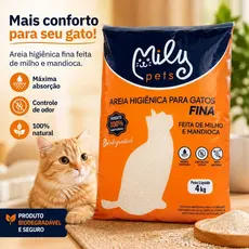 Areia Higiênica Biodegradável de Milho e Mandioca FINA MILY PETS 4KG