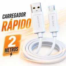 Cabo Carregador Rápido 6A 2 Metros USB Carregamento Rápido Reforçado para Android e iPhone H'Maston HB17
