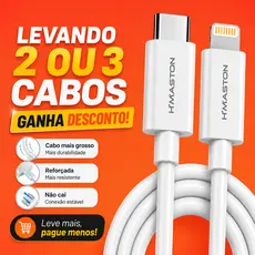 Cabo Turbo Tipo C e Lightning 27W Carregador Rápido Carregamento Rápido Android iPhone Reforçado 1m H'Maston HB16-PD