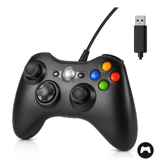 Controle Com Fio Para Xbox 360 Cor Preto Console Marca Econogamer Joystick Manete Gamepass Steam Tv Pc Android Pc Note