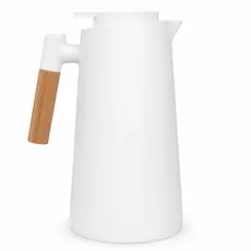 Garrafa Térmica Nórdica Cabo de Madeira Branca 1L — Base Antiderrapante Bebidas Quentes e Frias