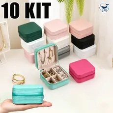 KIT 5/10 Porta Jóias Portátil com Divisórias Bolsa de Armazenamento para Brincos Colares Anéis XSSH