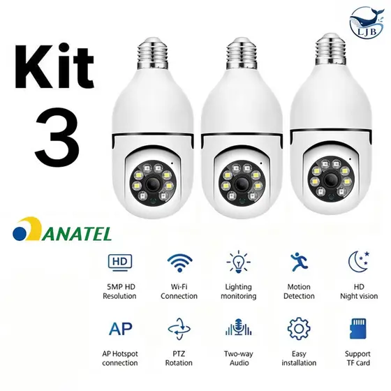 3/4 PCS Câmera Segurança 360° Sem Fio Wifi Prova D'água Infravermelho Full HD Visão Noturna v360pro 8177