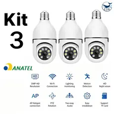 3/4 PCS Câmera Segurança 360° Sem Fio Wifi Prova D'água Infravermelho Full HD Visão Noturna v360pro 8177
