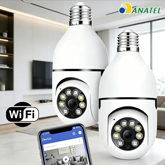 Câmera Segurança 360° Sem Fio Wifi Prova D'água Infravermelho Full HD Visão Noturna -8177