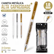 4 PCS Caneta metálica de alto brilho Caneta Gel Metálica 1.0mm Para Detalhe Simple Escrever Desenho Material CS-G360