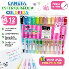 12pcs Conjunto de Canetas Gel com Ativação por Pressão em Formato de Pata de Gato