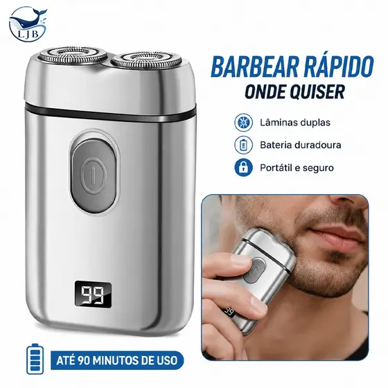 Portátil Double-Head Rotary Elétrica Recarregável Shaver LCD Face Shaver Beard  USB Power Source para Us 3186