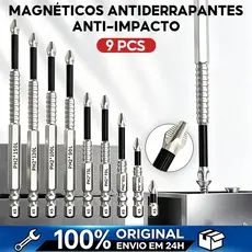 kit 9 bits ph2 philips magnéticos antiderrapantes, resistentes a impacto, liga s2 para parafusadeira de impacto