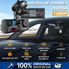 Câmera Veicular Full HD 1080P HD Dash Cam 3 Câmera (Frontal + Interna + Traseira) 24H Monitor de Estacionamento dvr 360°