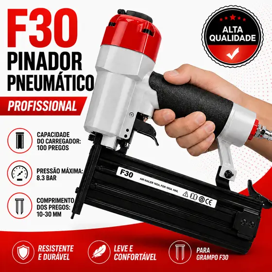 Pinador Pneumático Para Pinos De 10 À 30mm F30 Para Madeira MDF Marcenaria