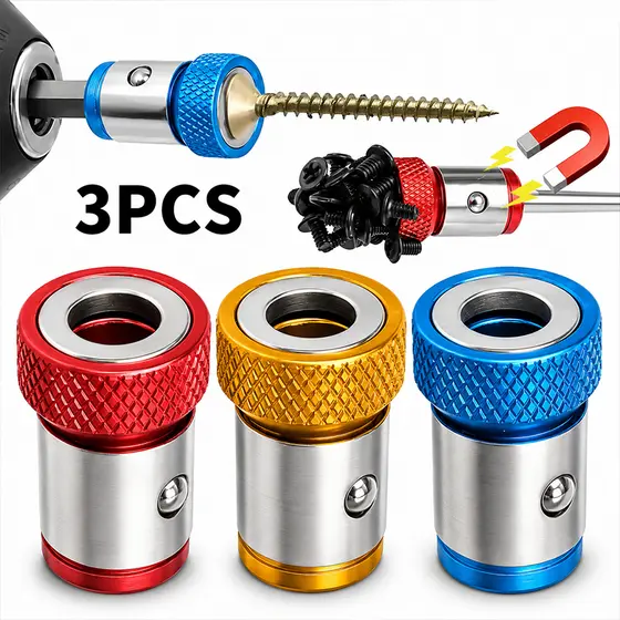 Kit 3 Super Imã Anéis Magnéticos para Bits 1/4 6,35mm Porta-Parafuso Universal para Parafusadeira