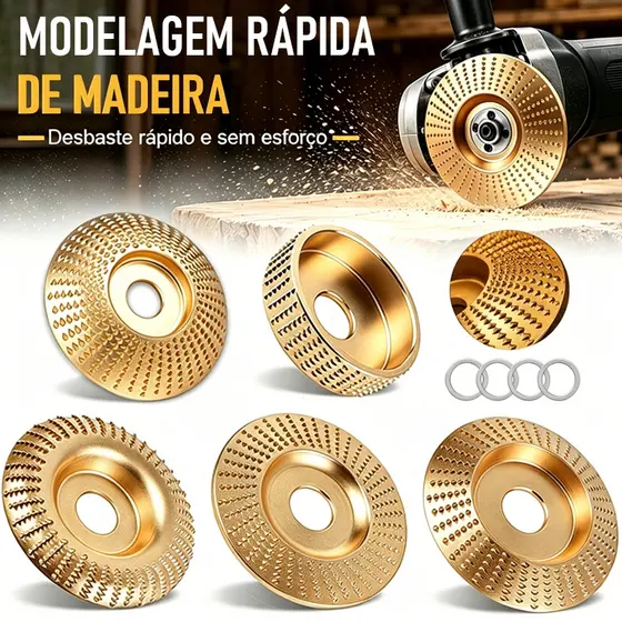 Disco de Desbaste de Madeira 100mm para Esmerilhadeira moedor de madeira 16mm e 22mm Diâmetro interno