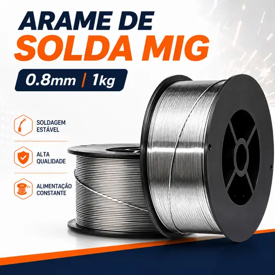Arame De Solda MIG 0,8mm Sem Gás 1KG/5KG,Baixo nivel de respingos
