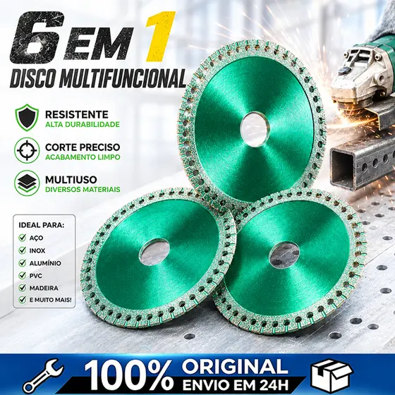 6 Em 1 Disco De Corte Com Diamante Lâmina De Serra Multifuncional 100mm Para Azulejo Cerâmico Metais e PVC