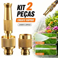 Bico Esguicho Alta Pressão para Mangueira Pistola Spray em Latão + Conector Engate Rápido