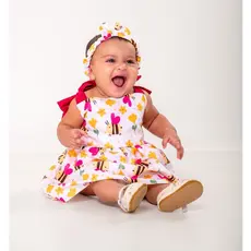 Vestido Bebê Menina 3, 6 Meses, 1 Ano | Vestido Menina Infantil + Tiara/Chapéu