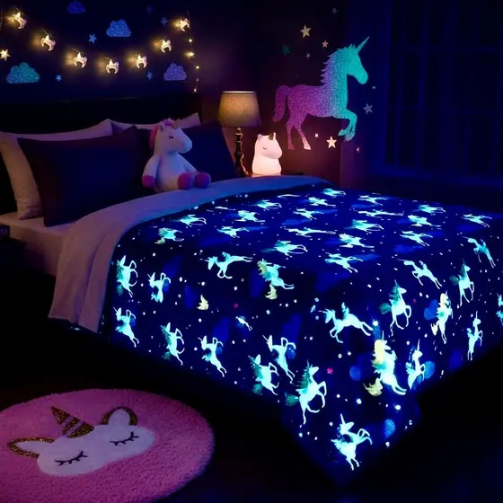 Manta Neon Infantil Casal 2,00x1,80Mt Brilha no Escuro