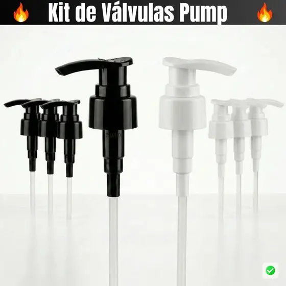 Kit Válvula Pump Gatilho Para Sabonete Shampoo Condicionador Rosca 28/410 - Várias Quantidades Preta/Branca Bico de Pato