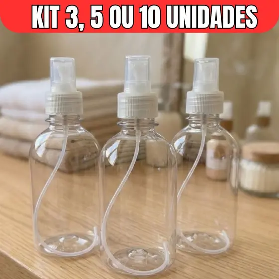 Kit Frasco Spray Borrifador 250ml Multiuso Pet Premium Transparente Kit 3 5 ou 10 un