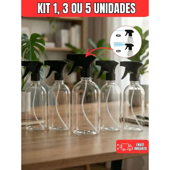 Borrifador Pulverizador Spray 500 ml Gatilho Reforçado Profissional – 1, 3 ou 5 Unidades Limpeza e Jardim Frasco