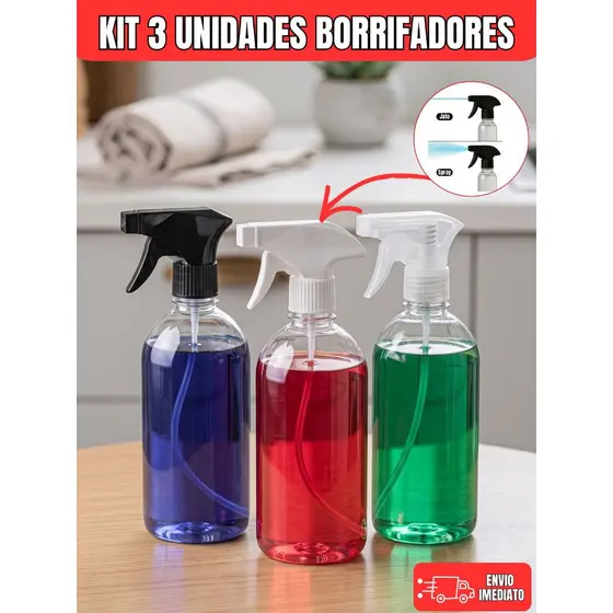 Kit 3 Borrifador de Cabelo 250ml Borrifadores Pulverizador Spray Burrifador de Agua Frasco Com Válvula