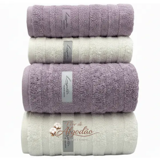 Kit/Jogo 2 Toalhas de Banho e 2 Toalhas de Rosto Grande Super Luxo Volume Extra 100% Algodão Macia Alta Absorção