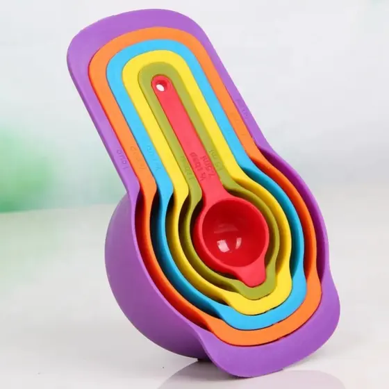 Kit 6 Colheres Medidoras Top Útil Multicoloridas Várias Medidas para Cozinha Confeitaria e Receitas