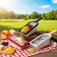 Ralador Inox Multiuso 3 Cortes com Reservatório Coletor para Queijo Legumes e Alimentos