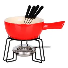 Kit Fondue de Cerâmica 8 Peças 700ml Aparelho para Chocolate e Queijo Panela de Fondue
