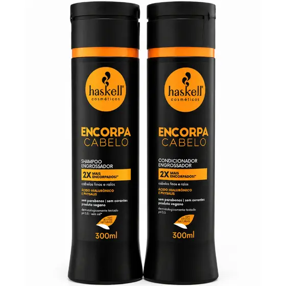 Shampoo +  Condicionador - Encorpa Cabelo - Engrossador Haskell 300ml cada - Vegano -Encorpa Cabelo
