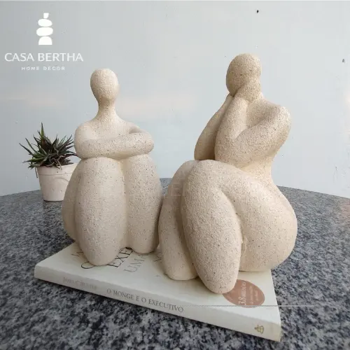 Kit 02 Esculturas Decorativas Inspiradas em Botero | Gesso Premium Arte Moderna Minimalista
