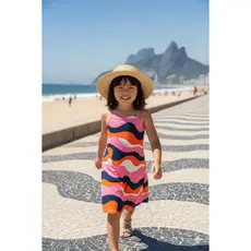 Vestido Infantil Decote Reto Estampado Alça Fina 100% Algodão Verão Malwee Kids