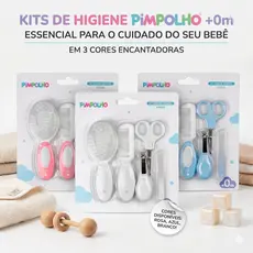 Kit Higiene Bebê 5 itens Recém Nascido Escova Pente, Tesoura, Cortador e Lixa de Unha Presente Pimpolho