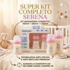 Kit 3 Mamadeira Para Bebê Anti Cólica e Anti Refluxo 150/260/330 ML Fluxo Variável Menino Menina Neutro Serena Pimpolho