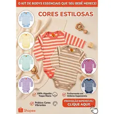 Body Manga Longa Bebê Listrado Algodão Infantil Diversas Cores