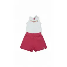 Conjunto Infantil Blusa com Estampa Flores e Shorts Kely Kety Rosa