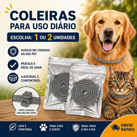 Coleiras Antiparasitária Dugs Antipulgas e Carrapatos Cães Veterinária