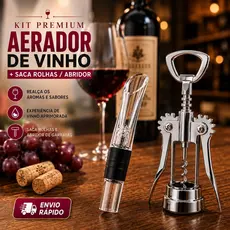 Kit Aerador de Vinho Bico Dosador para Garaffa + Saca Rolhas Abridor de Garrafas 2 em 1