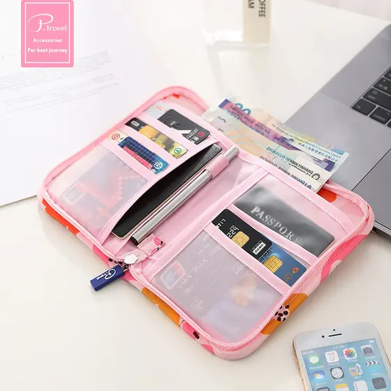 Bolsa para passaporte de viagem, Slot para vários cartões, multifuncional, armazenamento, bolsa portátil para documentos