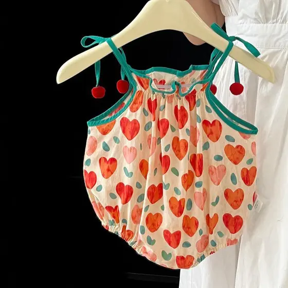 Verão estilo fino bebê estilingue macacão estilo ocidental bonito macacão de bebê
