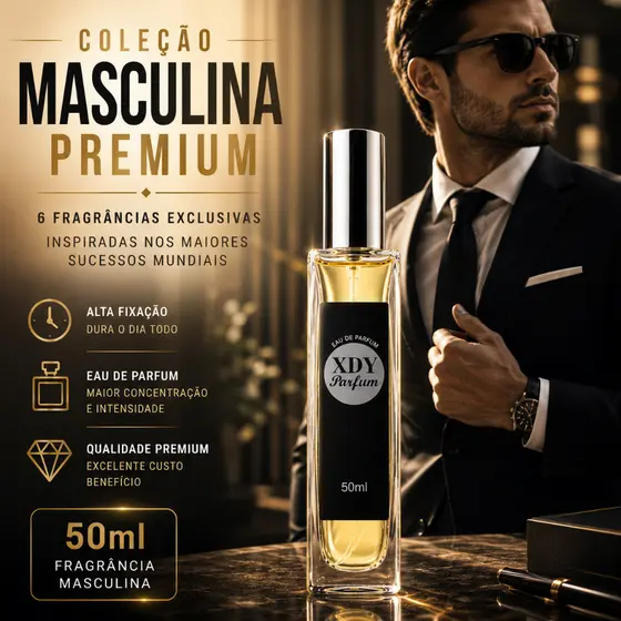 Perfume Masculino 50ml Eau de Parfum Alta Fixação Longa Duração Frasco Vidro Premium XDY Parfum