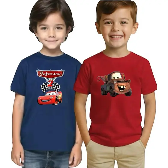 kit 2 Camiseta Infantil Juvenil Adulto  Hot Wheels Temática em Algodão