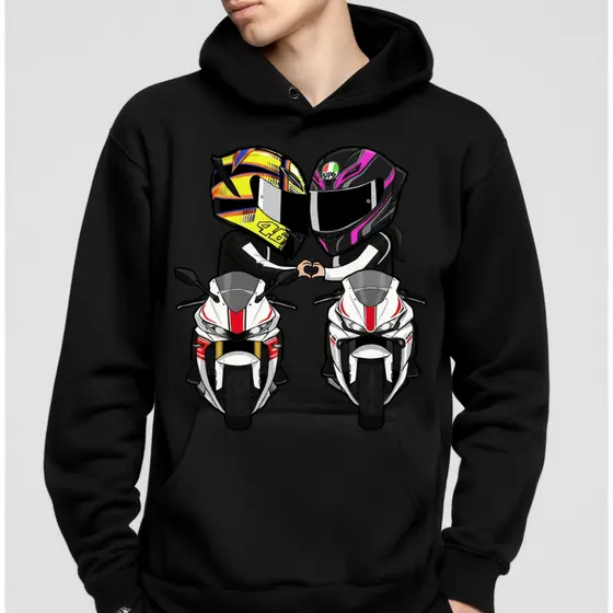 Moletom Unisexx  Motoqueiro Casal Amor Moto. Canguru Inverno Streetwear Blusa Frio Capuz Premium