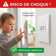 Protetor de Tomada Anti Choque Infantil com Chave Segurança 2 e 3 Pinos Kit Proteção para Crianças
