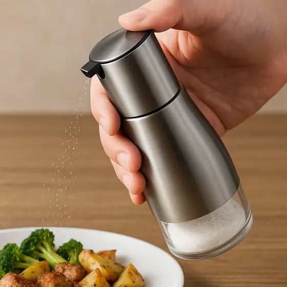 Porta Temperos 320ml em Vidro com Tampa Inox | Dispenser para Condimentos de Cozinha