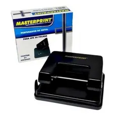 Perfurador de Papel Masterprint MP801 2 Furos 5mm 20 Folhas Preto Para Escritório e Escola